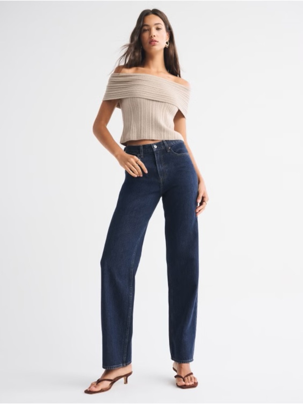 Abercrombie High Rise Loose Jean Dark Wash Size 30
